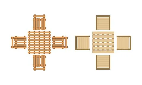 Landscape and Garden Design Elements with Pavilion Above View Vector Set Stock Illustration