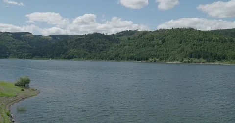 Landscape and nature impression at Innerste Talsperre dam in Harz mountains GER Stock Footage 278971247