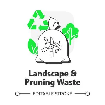 Landscape and pruning waste flat outline concept icon Stock Illustration