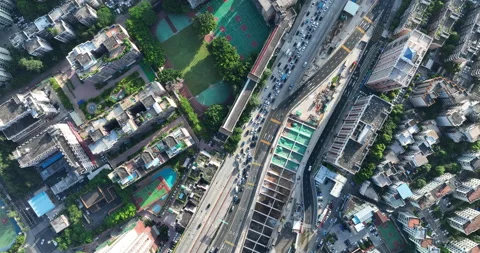 Landscape and traffic jam during rush hour in shenzhen city, China Stock Footage 200786894