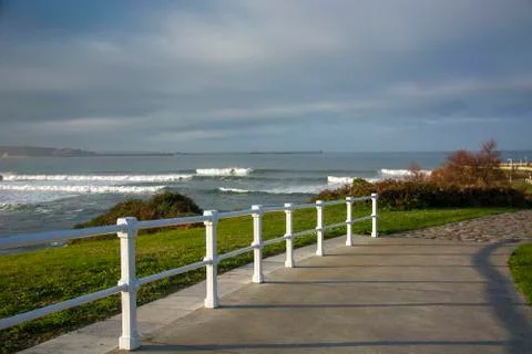 Landscape and white railing 스톡 사진