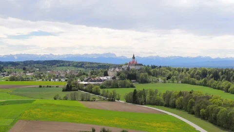 Landscape at Andechs Monastery, Bavaria, Germany Stock Footage 107153895
