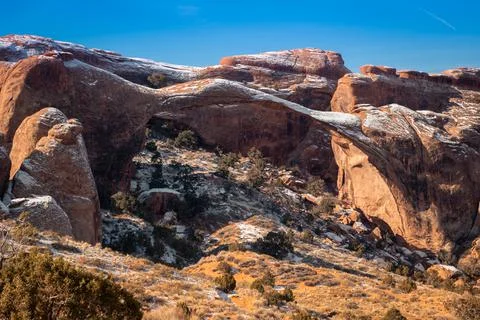 Landscape Arch along the Devil's Garden Trail, Arches National Park, Utah Foto stock