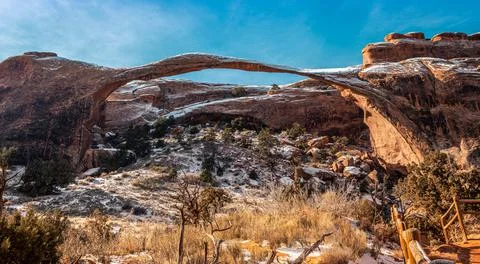Landscape Arch along the Devil's Garden Trail, Arches National Park, Utah Stock Photos
