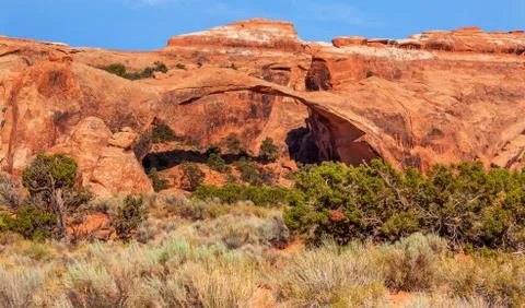 Landscape arch rock canyon devils garden arches national park moab utah Stock Photos