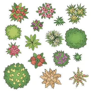 Landscape architect design element set graphic color top sketch aerial view illu 스톡 일러스트