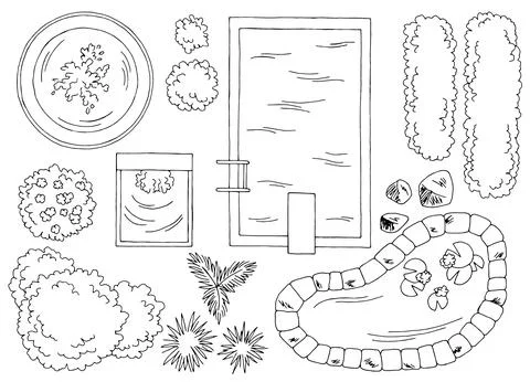 Landscape architect design element set graphic top sketch illustration vector 스톡 일러스트