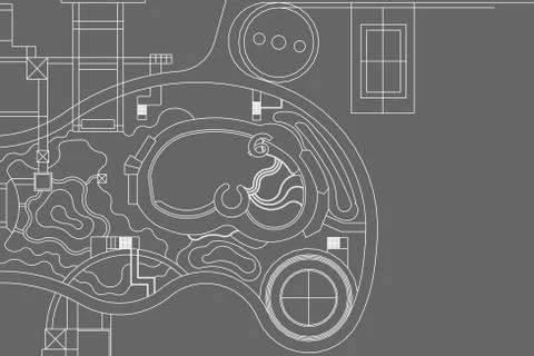 Landscape Architectural background, architecture plan, construction drawing Stock Illustration