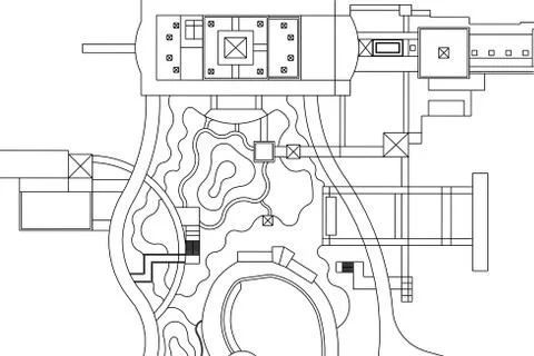 Landscape Architectural background, architecture plan, construction drawing Stock Illustration