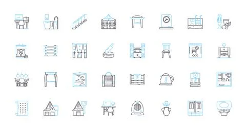 Landscape architecture linear icons set. Design, Environment, Sustainability Stock Illustration