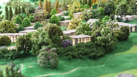 Landscape Architecture Miniature Model of a golf course resort Stock Footage 228408131
