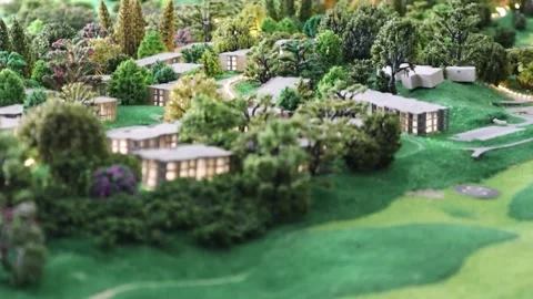 Landscape Architecture Miniature Model of a golf course resort Stock Footage 228408227