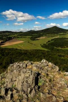 Landscape around the high cliffs Stock Photos