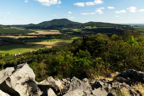 Landscape around the high cliffs Stock Photos
