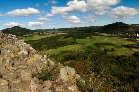 Landscape around the high cliffs Stock Photos