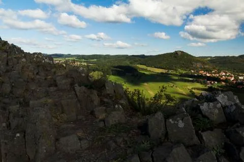 Landscape around the high cliffs Stock Photos