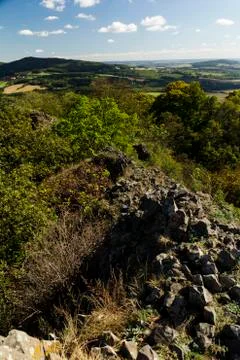 Landscape around the high cliffs Stock Photos