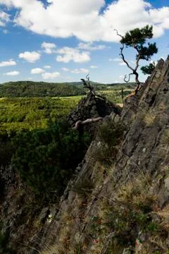 Landscape around the high cliffs Stock Photos