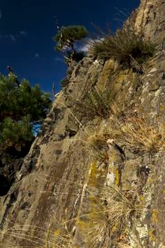 Landscape around the high cliffs Stock Photos