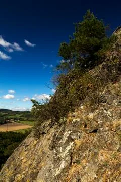 Landscape around the high cliffs Stock Photos