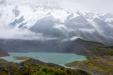 Landscape around Hooker Valley Track, Aoraki/Mt Cook National Park, New Zeala Stock Photos