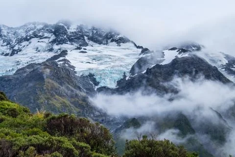 Landscape around Hooker Valley Track, Aoraki/Mt Cook National Park, New Zeala Stock Photos