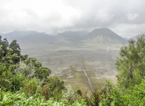 Landscape around Mount Bromo in Java Scenery around Bromo Tengger Semeru N... Stock-Fotos