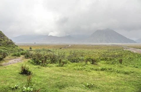Landscape around Mount Bromo in Java Scenery around Bromo Tengger Semeru N... Stock-Fotos
