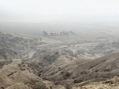 Landscape around Mount Bromo in Java Scenery around Bromo Tengger Semeru N... Foto stock