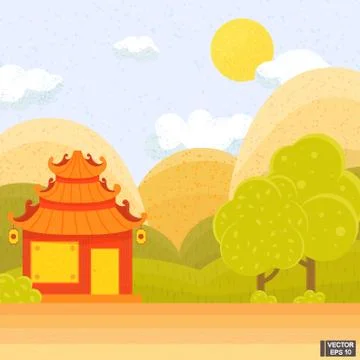 Landscape of Asia. Stock Illustration