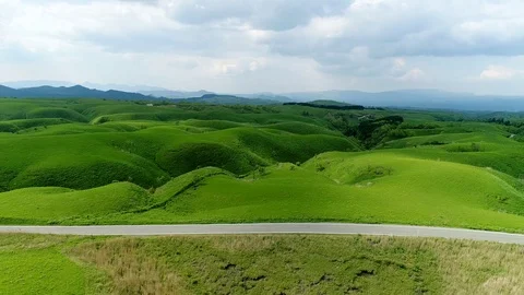 Landscape of Aso area in Japan Stock Footage