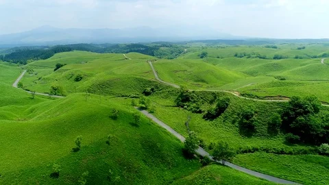 Landscape of Aso area in Japan Stock Footage