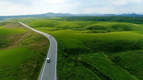 Landscape of Aso area in Japan Stock-Footage 87368337