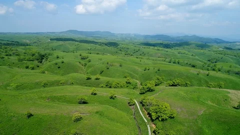 Landscape of Aso area in Japan Stock Footage 87373992