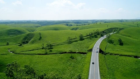 Landscape of Aso area in Japan Stock Footage 87375595