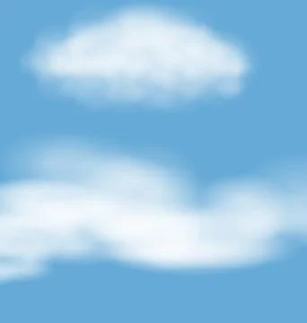 Landscape atmosphere fluffy white clouds blue sky nature background - vector Illustrazione stock