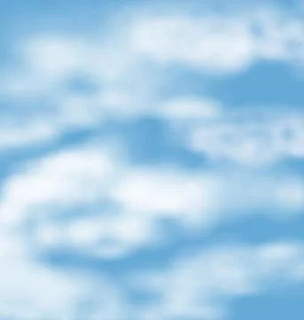 Landscape atmosphere fluffy white clouds blue sky nature background - vector Stock Illustration