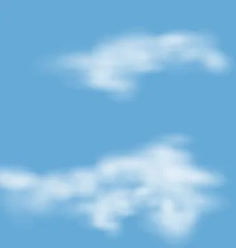 Landscape atmosphere fluffy white clouds blue sky nature background - vector Illustrazione stock