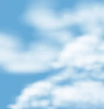 Landscape atmosphere fluffy white clouds blue sky nature background - vector Illustrazione stock