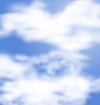 Landscape atmosphere fluffy white clouds blue sky nature background - vector Stock Illustration