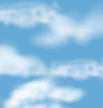 Landscape atmosphere fluffy white clouds blue sky nature background - vector Illustrazione stock