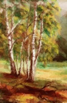 Landscape, Autumn Forest, Stock Illustration