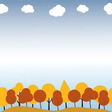 Landscape with autumn trees. Seamless pattern. Stock Illustration
