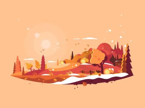 Landscape autumn vector Ilustração Stock