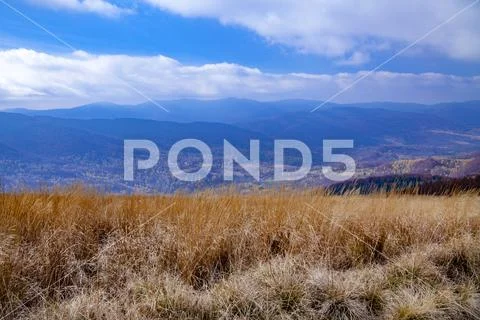 Landscape of autumnal peaks of the Carpathians. Stock Photos