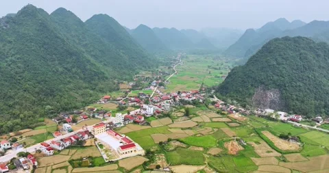 Landscape of Bac Son valley around in the morning Stock Footage 296801778
