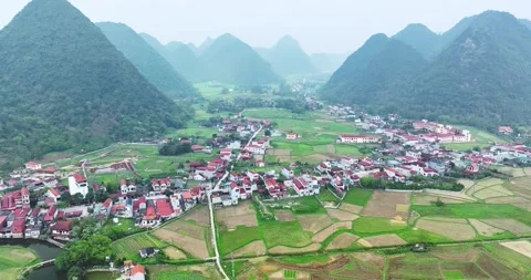 Landscape of Bac Son valley around in the morning Stock Footage 296801779