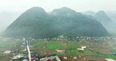 Landscape of Bac Son valley around in the morning Stock Footage 296802013