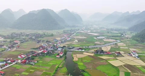 Landscape of Bac Son valley around in the morning Stock Footage 296803227