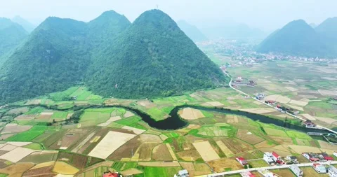 Landscape of Bac Son valley around in the morning Stock Footage 296803479